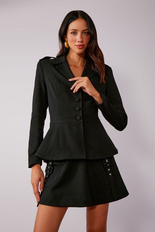 Casaco Max Twill Peplum - Preto