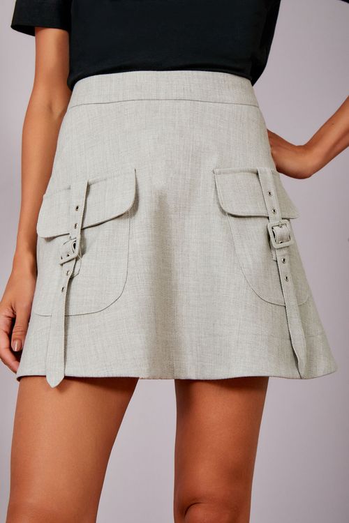 Saia Max Twill Godê Fivelas - Grey