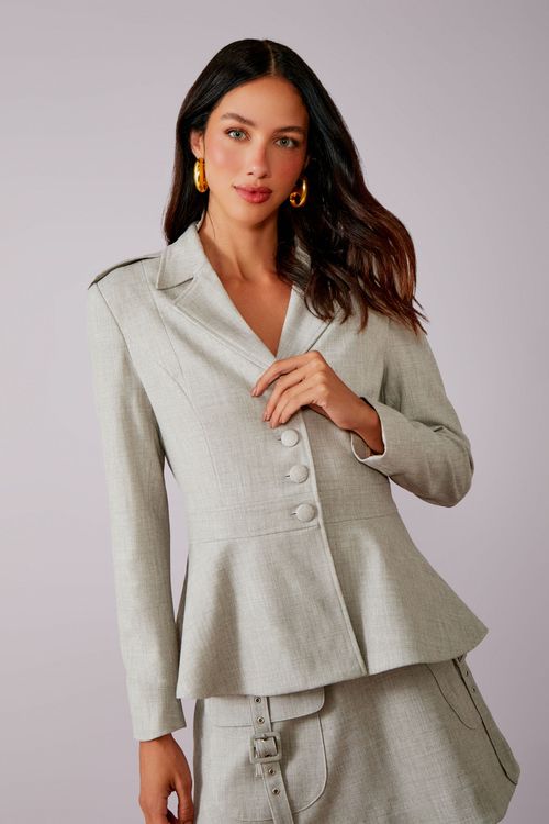 Casaco Max Twill Peplum - Grey