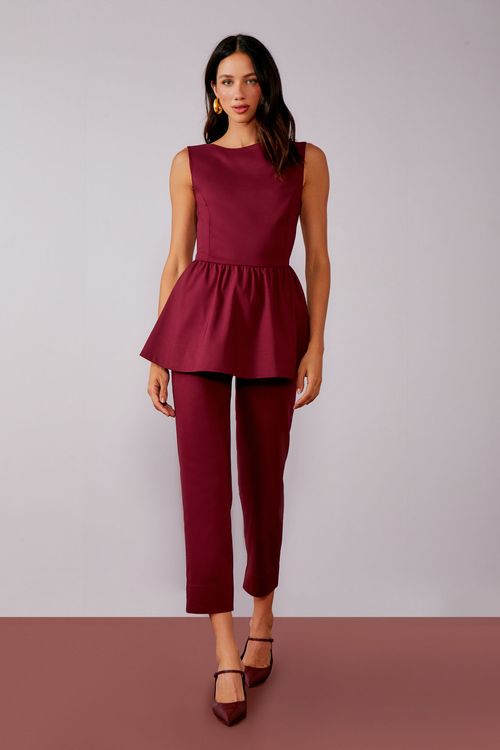 Conjunto Peplum Cotton - Merlot