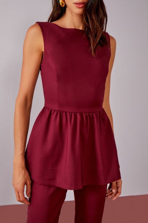 Conjunto Peplum Cotton - Merlot