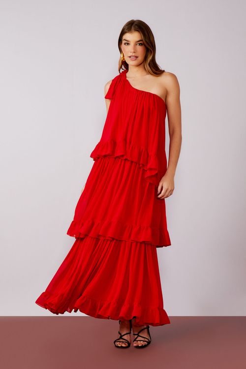 Vestido Musseline Um Ombro Afrodite - Scarlat