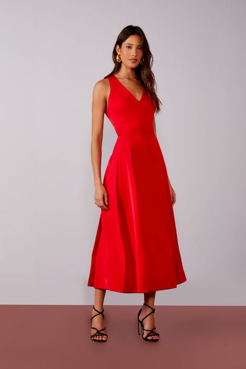 Vestido Cetim Viena Decote v - Scarlat