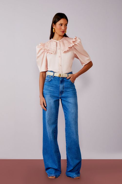 Blusa Acetinada Pregas - Peony