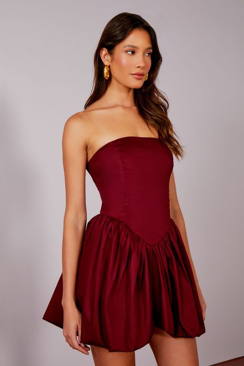 Vestido Cotton Acetinado Balone - Merlot