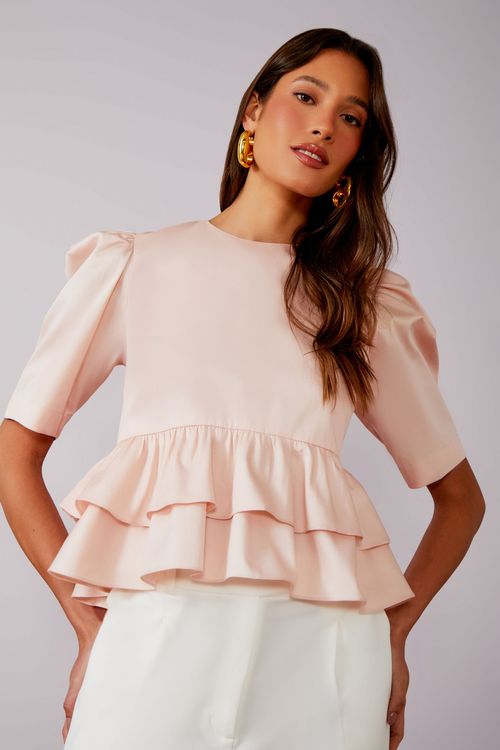 Blusa Manga Bufante Acetinada - Peony