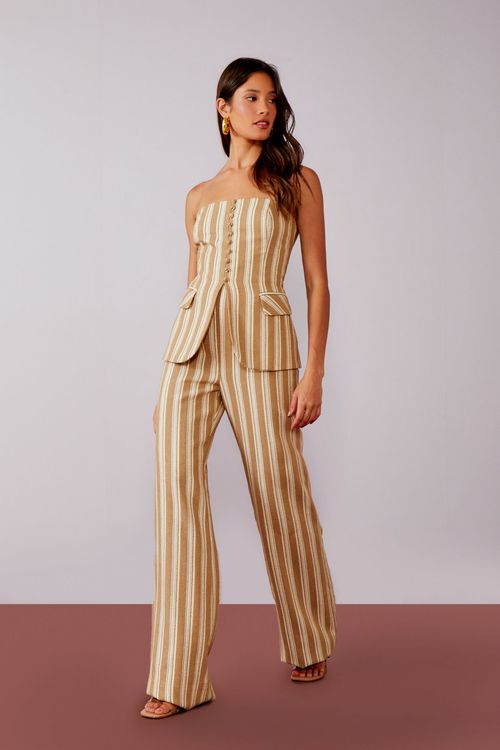 Macacão Listra Tear Lurex Botões