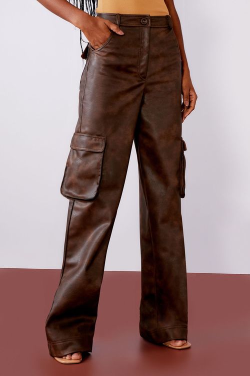 Calça Couro Stone Sintético - Cocoa