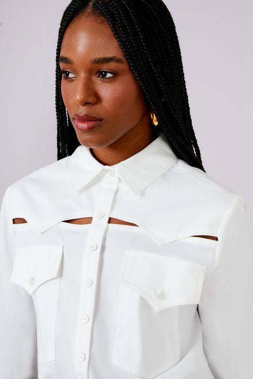Camisa Tricoline Pala Vazada - Off White