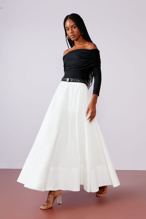 Saia Tricoline Godê - Off White
