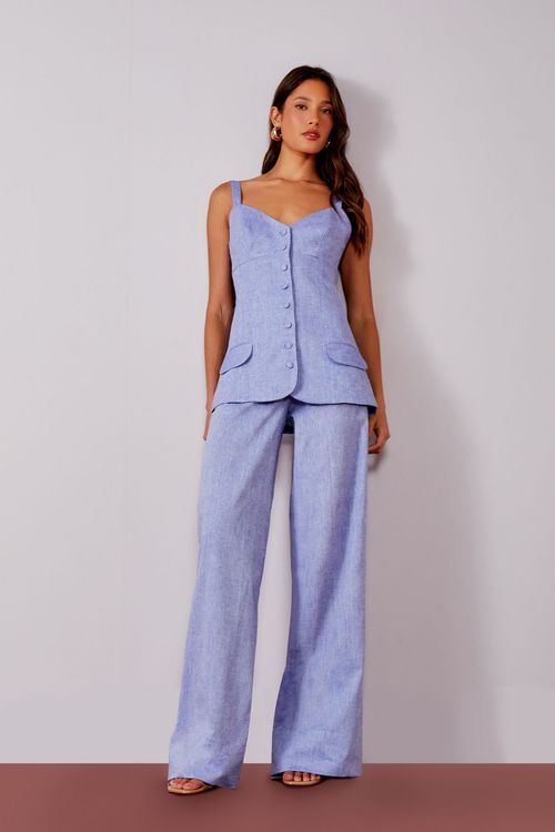 Conjunto Tricoline Mescla Colete