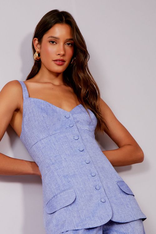 Conjunto Tricoline Mescla Colete