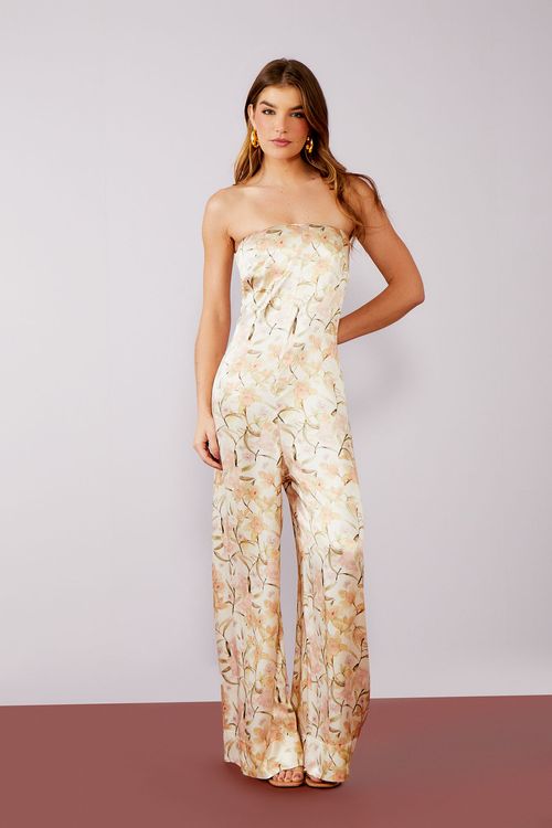 Macacão Sem Alça Estampa Floral Alquimia