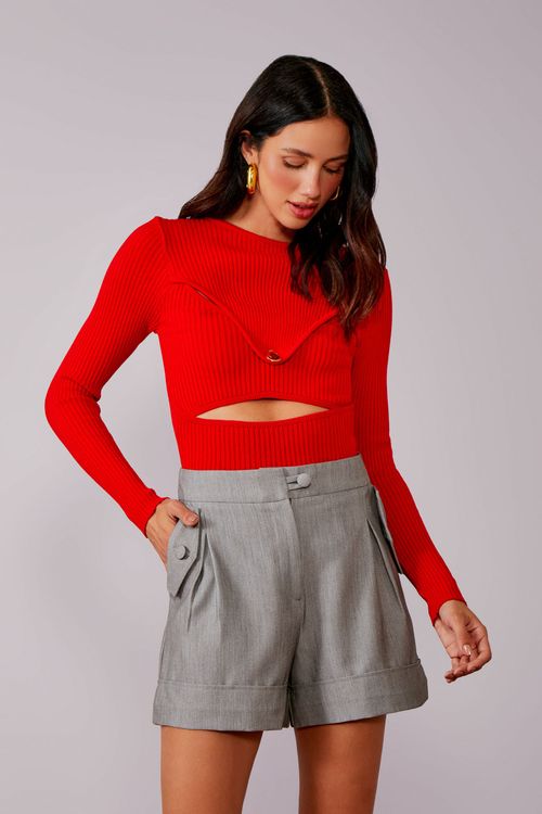 Short Alfaiataria Mescla Barra Inglesa - Grey