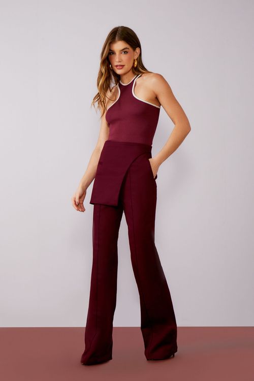 Calça Gorgurão Pala Sobreposta - Merlot
