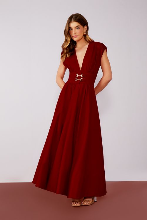 Vestido Gordurão Com Elastano Bridão - Merlot