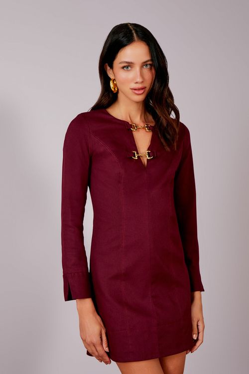 Vestido Gorgurão Com Elastano Bridão - Merlot