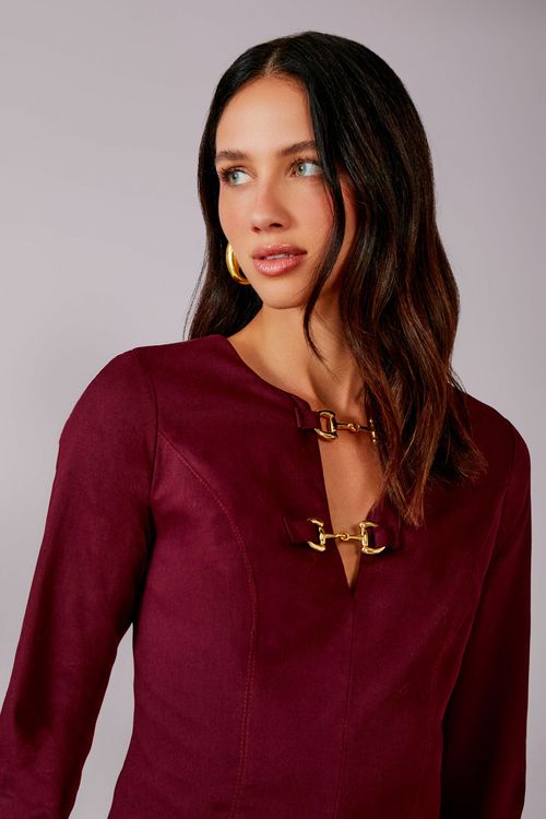 Vestido Gorgurão Com Elastano Bridão - Merlot