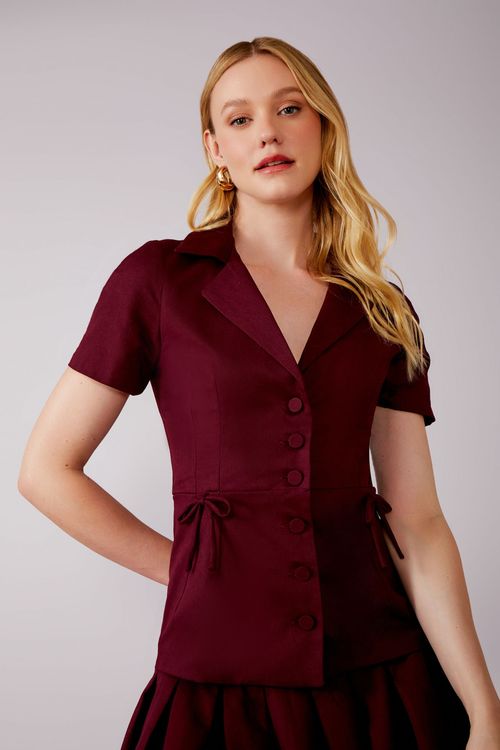 Blusa Gorgurão Bar Montaigne - Merlot
