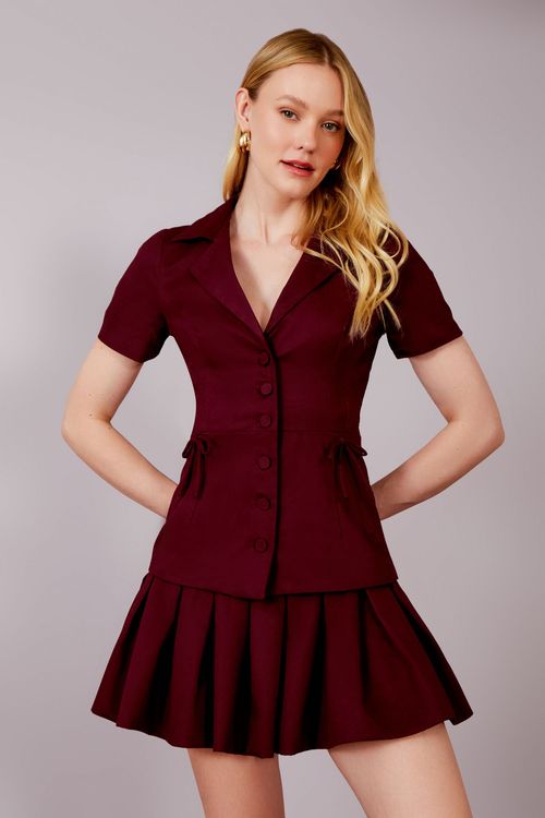 Blusa Gorgurão Bar Montaigne - Merlot