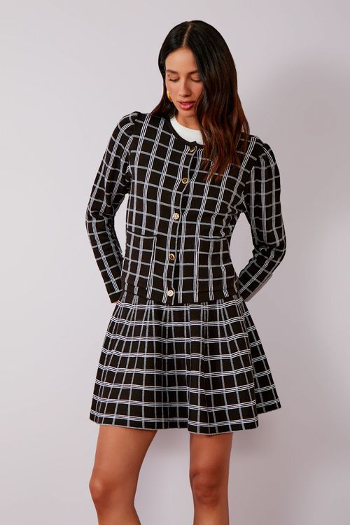 Casaco Jacquard Madras - Preto