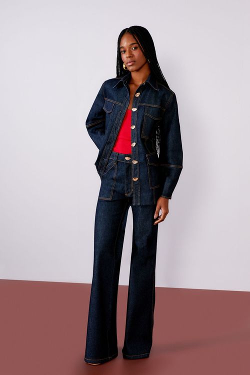 Calça Max Denim Reta - Jeans Escuro