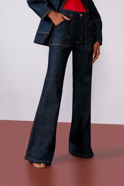 Calça Max Denim Reta - Jeans Escuro