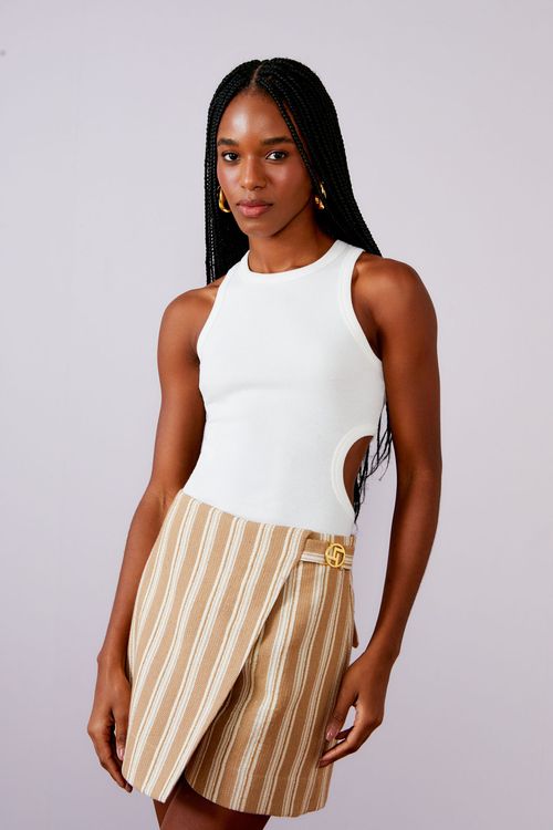 Blusa Rib Cutout - Off White