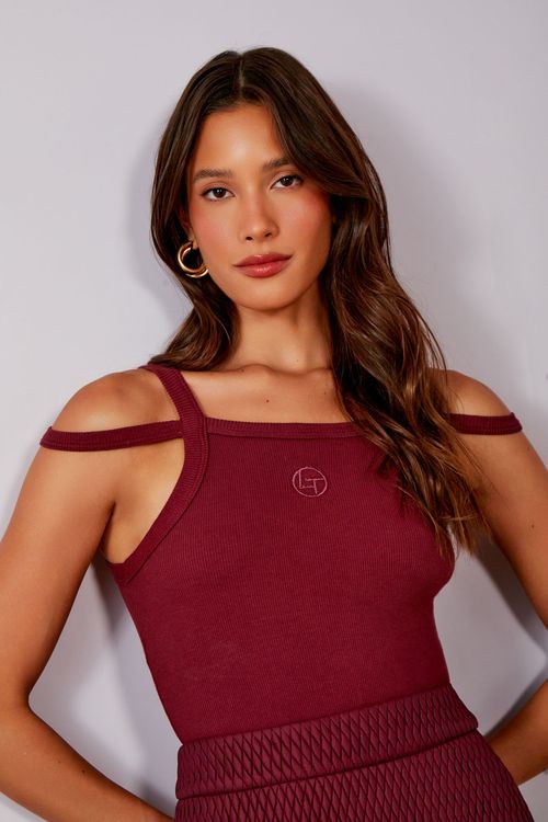 Blusa Rib Ombro Mono - Merlot