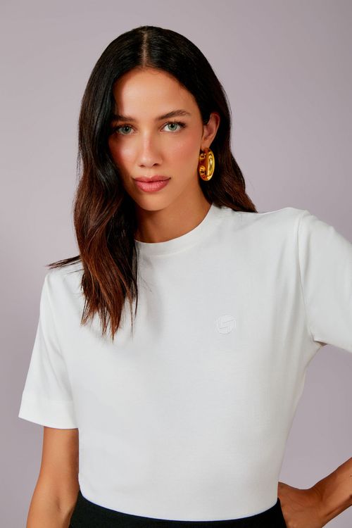 Body Malha Cotton Blusado - Off White
