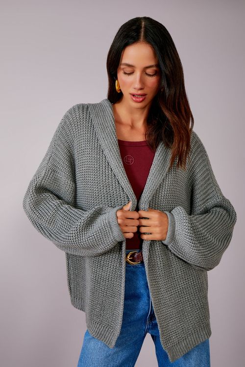 Casaco Tricot Brisa Capuz - Grey