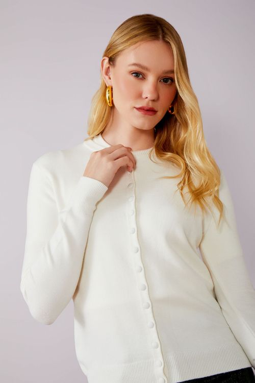 Casaco Tricot Modal Classic - Off White