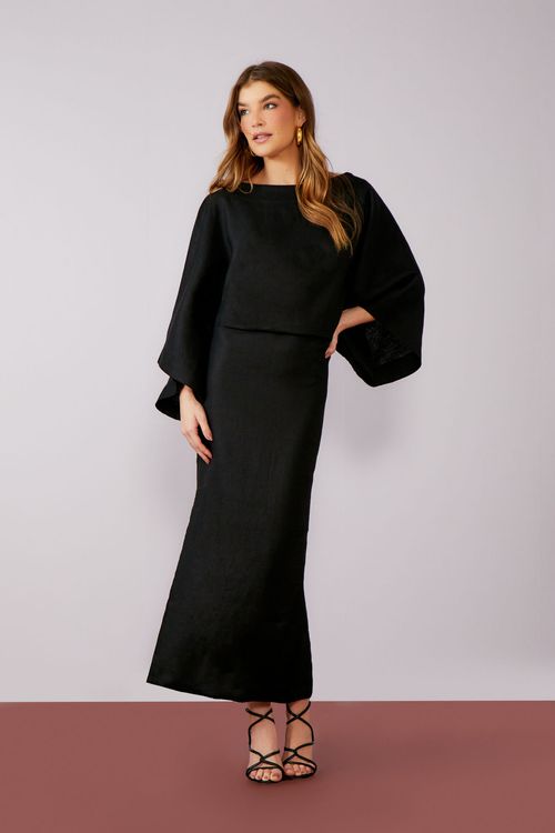 Vestido Linho Origami - Preto