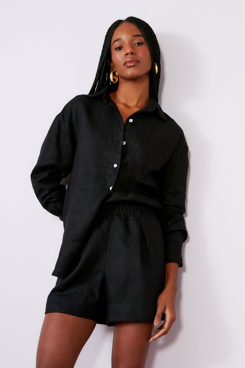 Conjunto Chemise Linho - Preto