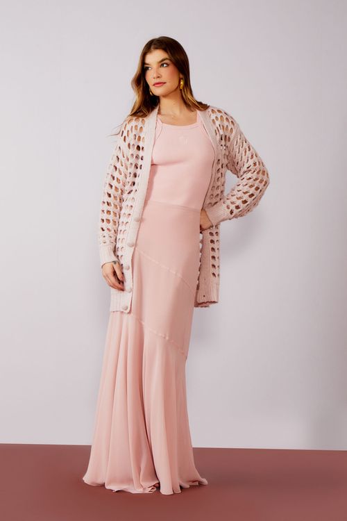 Casaco Tricot Telado Soft - Peony