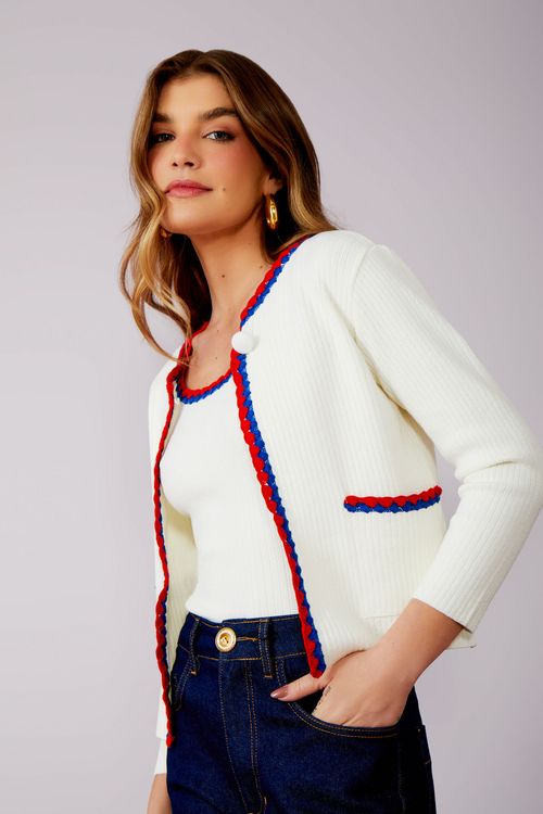 Casaco Canelado Picueta Color - Off White