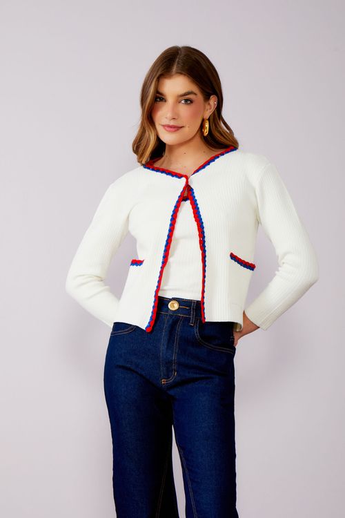Casaco Canelado Picueta Color - Off White