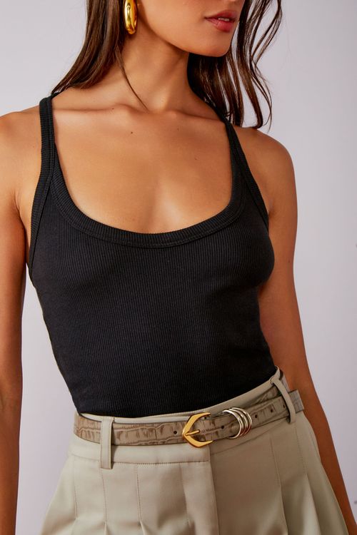 Cinto Croco 3 Passantes - Grey