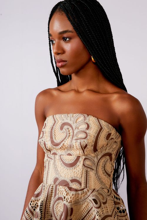 Vestido Curto Renda Guipir - Cocoa