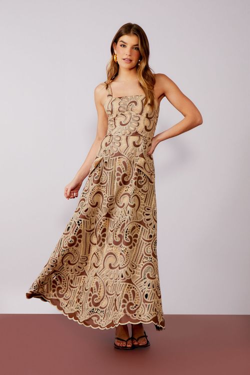 Vestido Midi Renda Guipir