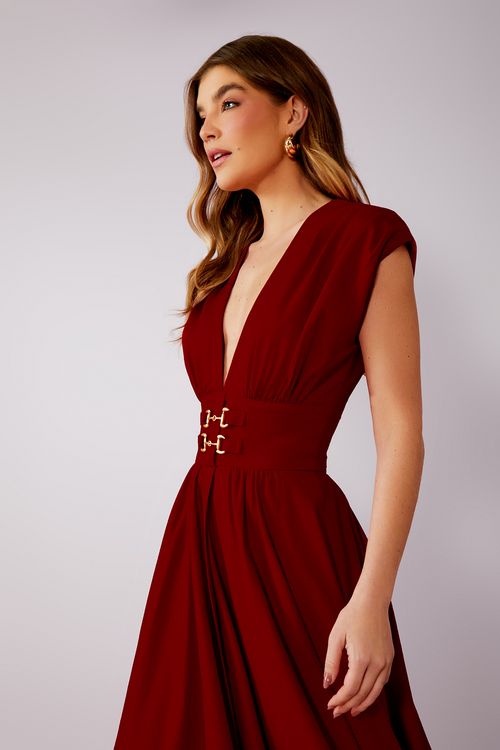 Vestido Gordurão Com Elastano Bridão - Merlot