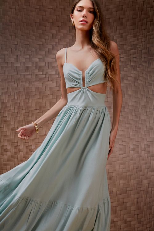 Vestido Linho Frida Cut Out Longo