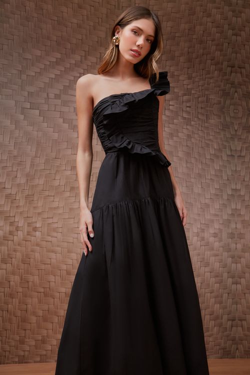 Vestido Cotton Babado Drapeado