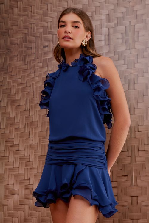 Vestido Musseline Babado Volant