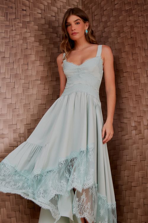 Vestido Valência Recortes Renda