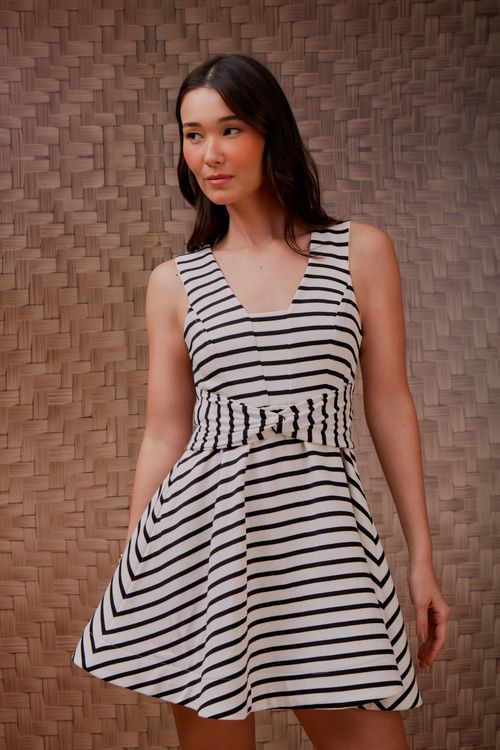 Vestido Ribana Listra Faixa Torcida