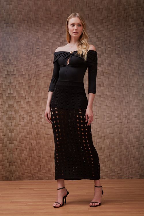 Blusa Malha Ecocel Ombro A Ombro