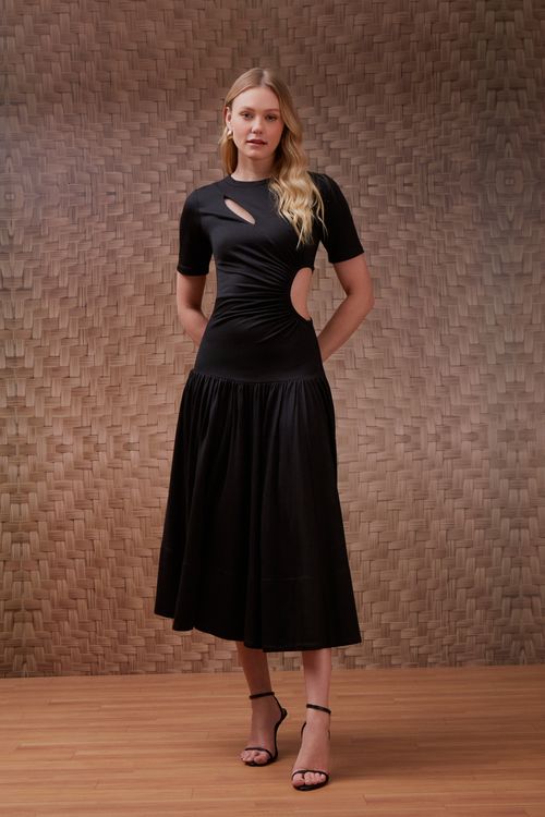 Vestido Malha Ecocel Vazado Lateral