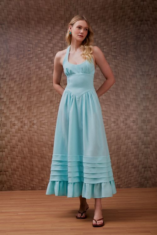 Vestido Piquet Corset Pregas