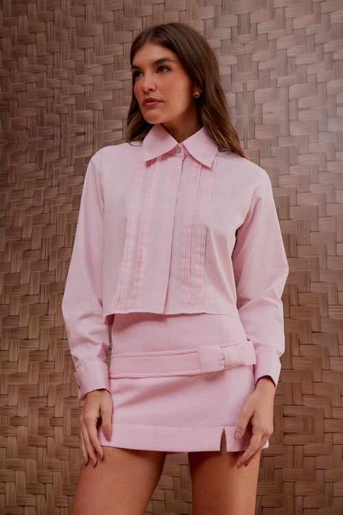 Camisa Tricoline Cropped Pregas